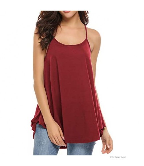 Zeagoo Women Strap Tank Top Casual Pleated Camisole Flowy Cotton Loose Cami Tops
