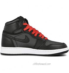 Jordan Nike Air 1 Retro High OG GS Kids Black/Gym Red 575441-060 (Size: 3.5Y)
