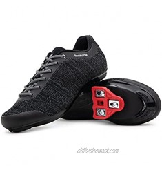 Tommaso Strada Aria Knit Lace Up Dual Compatible Road Bike  Indoor Cycling Shoe and Bundle  SPD  Delta  Black