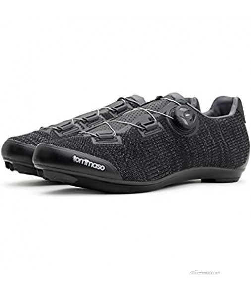 Tommaso Strada Elite Knit Quick Lace Style Road Bike Cycling Shoe Dual Compatible with SPD Delta Black