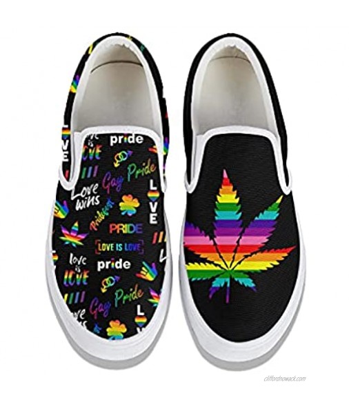 Cannabis Pride Gay Weed Rainbow Men Walking Slip on Sneakers Canvas Shoes Flats Loafers