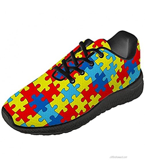 Autism Awareness Shoes for Women Men 3D Print Breathable Lightweight Casual Lace-up Running Shoes Gifts for Travel
