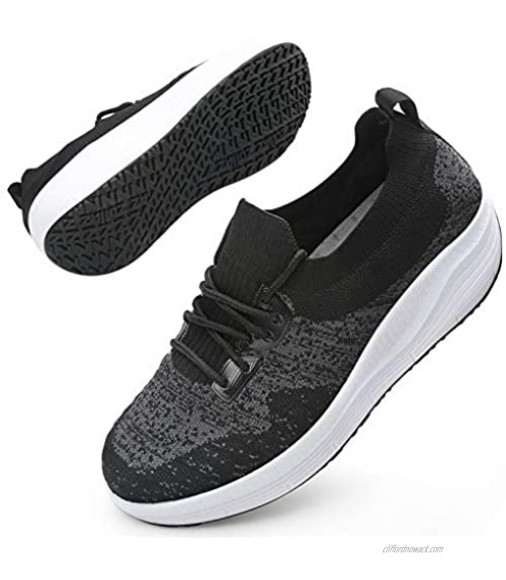 DADAWEN Women's Walking Shoes Sock Sneakers Mesh Slip On Comfort Lightweight Lady Girls Wedge Platform Athletic Shoes