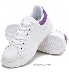 DASENGYE White Platform Non Slip Walking Shoes for Women  Lace Up PU Leather Women's Fashion Sneakers Casual Tennis Shoe