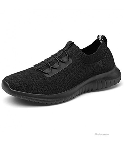 LANCROP Women's Athletic Walking Shoes - Casual Knit Lightweight Running Slip On Sneakers