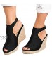 oiangi Wedge Sandals for Women Platform Strappy Espadrilles Sandals Strap Open Toe Casual Summer Beach Sandals Shoes