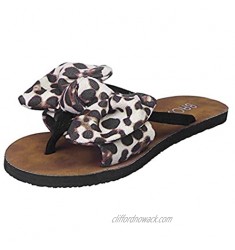 Women's Platform Wedge Sandals Women's Casual Fashion Flip Flops Leopard Print Suede Bow Flat Beach Shoes Women's Shops