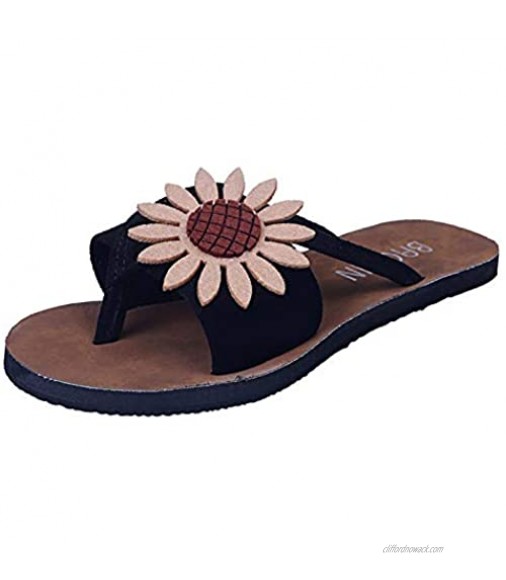 Women's Platform Wedge Sandals Women's Casual Fashion Flip Flops Suede Flower Flip Toe Flat Beach Shoes Women's Flip-Flops
