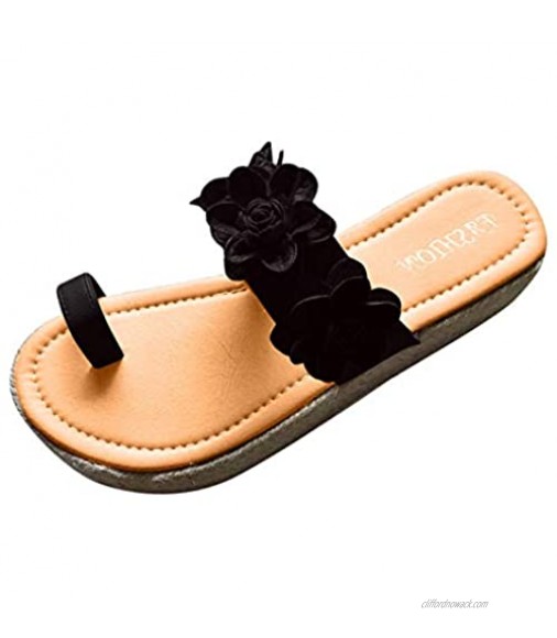 Women's Slide Sandals Womens Sandals Open Toe Flower Pattern Thick Bottom Flip Flop Weaving Slippers Women's Slide Sandals
