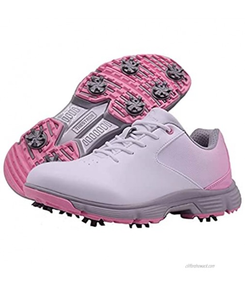 XSJK Women's Golf Shoes Ladies Waterproof Breathable Lightweight Sneakers for Summer 4UK-6.5UK Large Size Non-Slip Golf Casual Shoes White 4UK