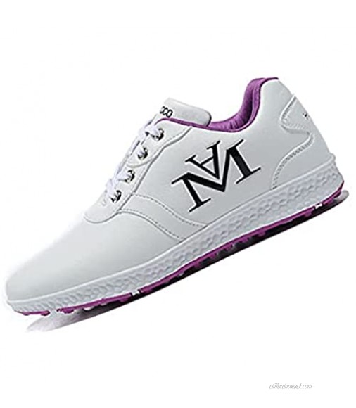 XSJK Women's Golf Shoes Lightweight Waterproof Spikeless Golf Shoes Outdoor Non-Slip Breathable and wear-Resistant Leisure Sports Shoes Trainers Purple 37