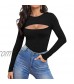 ALGALAROUND Women's Cutout Tops Basic Long Sleeve/Short Sleeve Round Neck Slim Fit T-Shirts