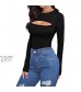 ALGALAROUND Women's Cutout Tops Basic Long Sleeve/Short Sleeve Round Neck Slim Fit T-Shirts