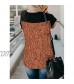 Chase Secret Women’s Crew Neck Leopard Color Block Short Top Casual Loose Blouse Shirts with Pocket
