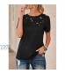 Ecrocoo Women's Short Sleeve Crewneck Ripped T-Shirt Top Fashion Casual Summer Loose Solid Color Tee