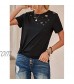 Ecrocoo Women's Short Sleeve Crewneck Ripped T-Shirt Top Fashion Casual Summer Loose Solid Color Tee