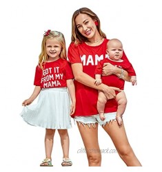 PopReal Mommy and Me Outfits Besties Love Heart Printed Girl Baby Mom and Daughter Matching Outfits