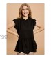 Sofia's Choice Women's Floral Print Cap Sleeve Ruffle Neck Loose Babydoll Shirt Blouse Tunic Top