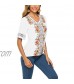 AK Women's Summer V Neck Boho Embroidered Mexican Shirts Short Sleeve Casual Tops Blouse