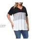 Allegrace Plus Size Tunic Tops Women Short Sleeve Color Block Top Causal Tunics