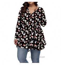 Allegrace Womens Plus Size Tops Christmas Shirt Casual Long Sleeve Flowy Tunic Blouse Top