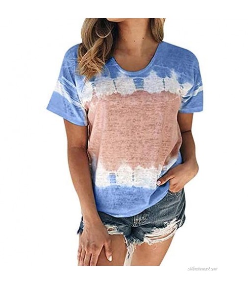 BLENCOT Women Lace Trim Shirts Short Sleeve V Neck Summer Tops Cute Fashion Tunic Casual Blouses
