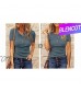 BLENCOT Womens Casual Long Sleeve V Neck Button Tunic Tops Slim Knitted Waffle Work Basic T-Shirts