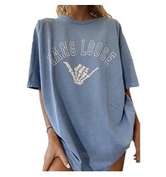 Fenxxxl Women Summer T Shirts Short Sleeve Rounded Neck Oversized Graphic Tee Tops