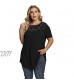 TACT BESU Women's Plus Size Summer Tops Lace Short Sleeve Shirts Tunic Tops Pleated Blouses L-4XL
