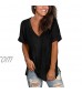 Womens Casual V Neck Waffle Knit Shirts Short Sleeve Plain Loose Fit Tunic Tops