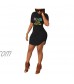 Womens Rainbow Letters Black Print Top T Shirts Fashion Short Sleeve Irregular Hem Mini Dress