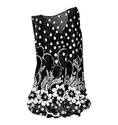 Featur123C Women Summer Leisure Floral Printed Tops Loose V-Neck Sleeveless Vest Tops.