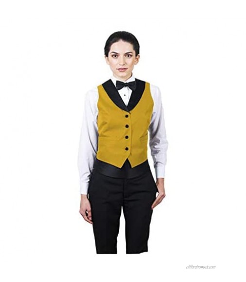 SixStarUniforms Women's Full Back Tuxedo Vest with Black Lapel