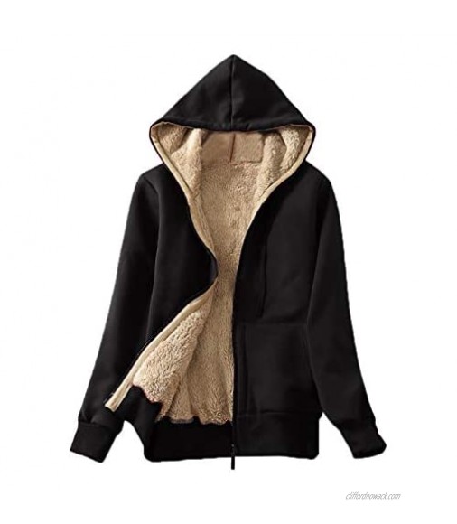 SoneBot Womens Fuzzy Coat Casual Fleece Sherpa Zipper Jacket Solid Winter Sweater Hoodies Fashion Blouse Tops