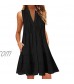 TBKOMH Women's Dress Casual Ladies Fashion Summer V-Neck Sleeveless Dress