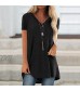 TBKOMH Womens Tops Casual T-Shirt Tunic Blouse Fashion Plus Size Print V Neck Short Sleeved Long T-shirt Blouse