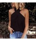 Women's Slim Zipper Hanging Neck Solid Color Vest Casual Sleeveless Stitching Vest Top