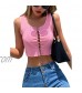 Women's Solid Color Crop Tops Sleeveless Front Heart Pattern Safety Pin Connect Hollowed Short Vest