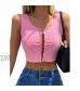 Women's Solid Color Crop Tops Sleeveless Front Heart Pattern Safety Pin Connect Hollowed Short Vest