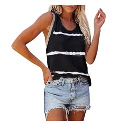 Women'S Summer Fashion Casual Striped Print Sleeveless Vest  Comfortable Slim Slimming Style