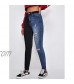 DIDK Women's High Waist Colorblock Zipper Fly Pants Button Skinny Denim Jeans