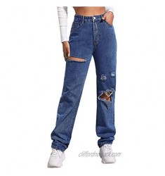 Floerns Women's Denim Wash Baggy Jeans Long Pants