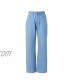 N / D Women Korean Wide Leg Jeans Fashion Solid Color Relaxed Fit Casual Pocket Stitching High-Waist Mopping Denim Pants